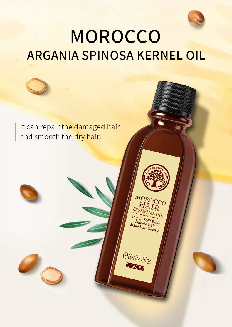 Morocco Hair Essential Argan Essence Oil Moisturizer Brightening Smooth Nourishing Repair Dry Damaged Hair