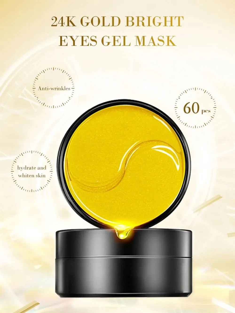 60psc Golden Moisturizing Eye Mask Relieve Eye Fatigue Nourish Eye Area Collagen Crystal Eye Mask Korean Skin Care Masks