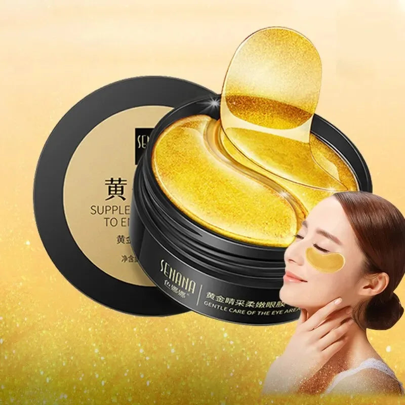 60psc Golden Moisturizing Eye Mask Relieve Eye Fatigue Nourish Eye Area Collagen Crystal Eye Mask Korean Skin Care Masks