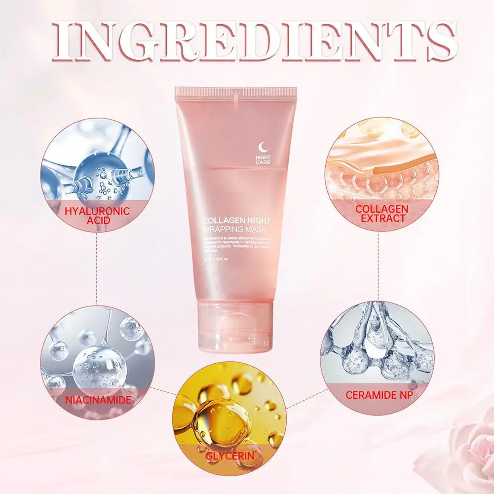 Hydrolyzed Collagen Overnight Facial Mask Wrapping Peel-Off Mask Hydrating Firming Mask